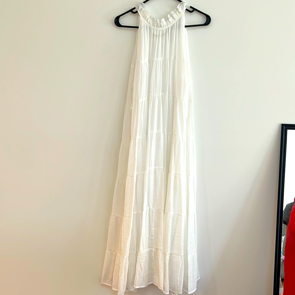 Red Dress Boutique White Tiered high neck maxi dress size L - Picture 1 of 4